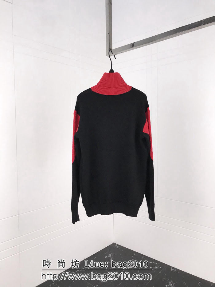 GVC紀梵希 18ss秋冬新款羊毛衫 黑拼紅V型配色 刺繡字母 羊毛混紡面料 高版本 ydi2006
